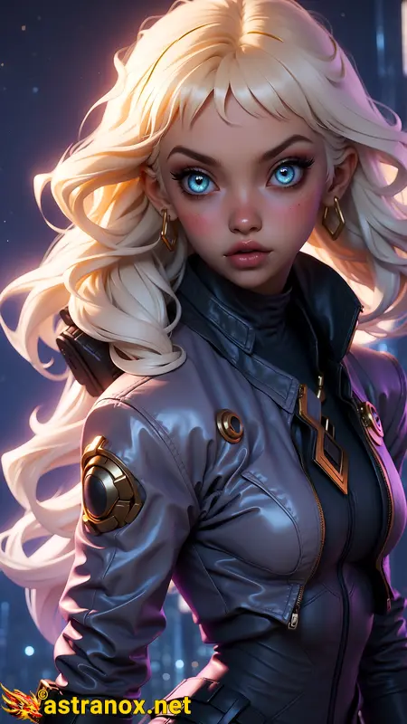 Female Star Lord in Neo Tokyo's Neon District 4K Wallpaper Astranox