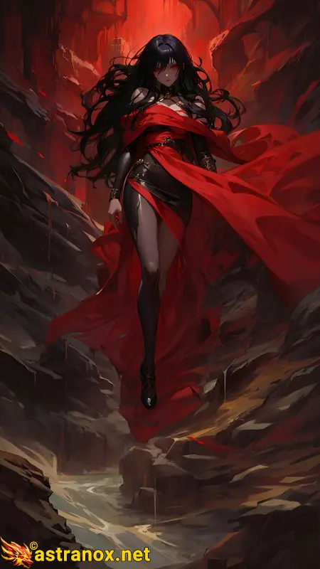 Captivating 4K Fantasy Wallpaper - The Gorgemire - Cruel Blood Priestess in Viscous Depths of Underworld Chasm Astranox